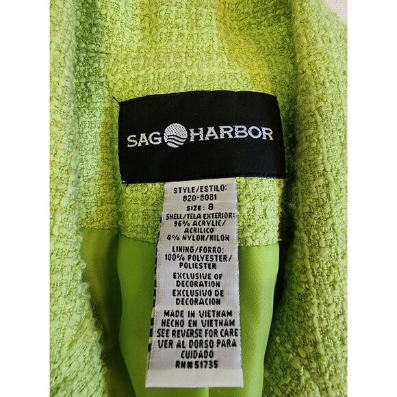 Sag Harbor Sz 8 Blazer Jacket Waffle Knit Fray Trim Pockets Chic Easter Pastel - Picture 9 of 12